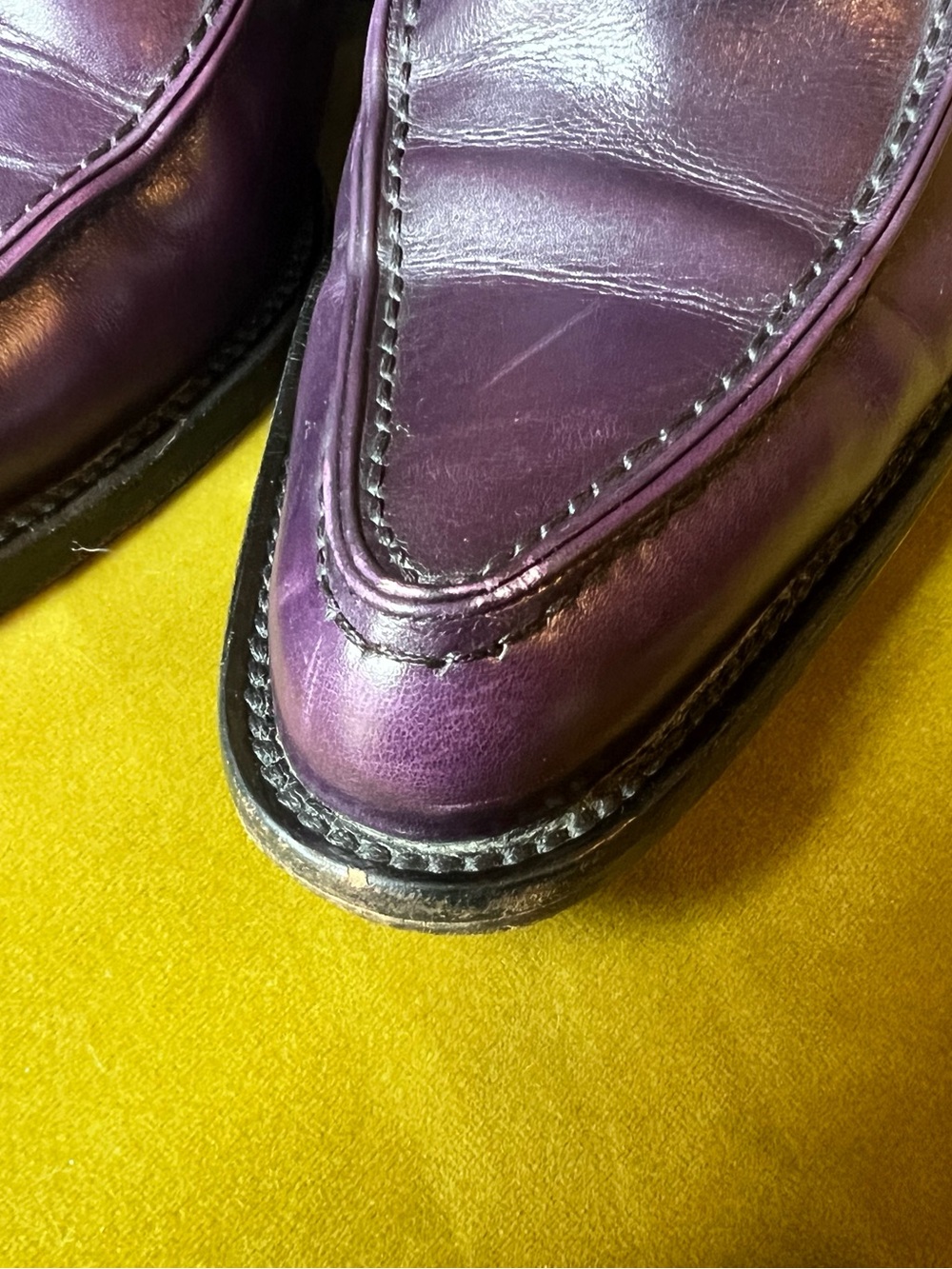 Prada Purple Leather Women's Penny Loafers - Picture 4 of 7